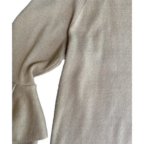 by Anthropologie A Beige Claudette Ruffle Sleeve Sweater Dress Gold Sparkle XL - Picture 6 of 7